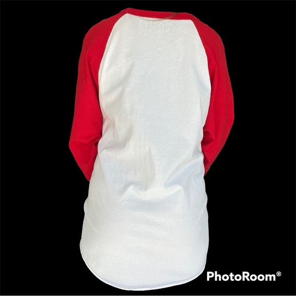 NWOT Biggy Threads Shirt Red Black and White Baseball Tee, size XL - Picture 3 of 4